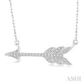 1/10 ctw Round Cut Diamond Arrow Pendant in 10K White Gold with Chain